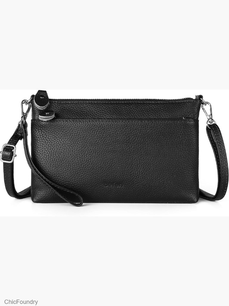 Genuine Leather Rfid Wristlet Clutch Crossbody Bag, Small Shoulder Purse